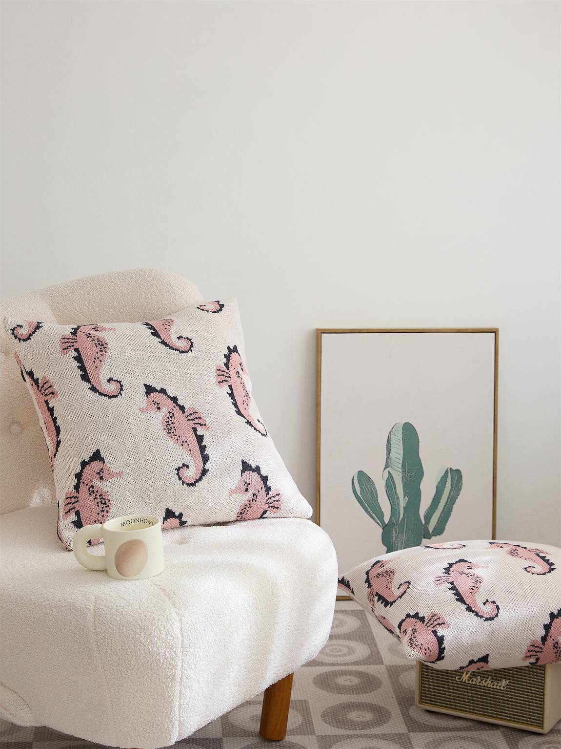 Seahorse Knitted Cushion Cover - Prozily