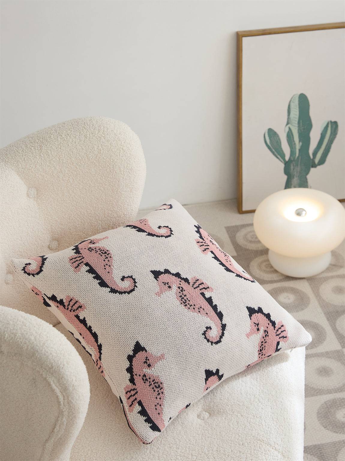 Seahorse Knitted Cushion Cover - Prozily