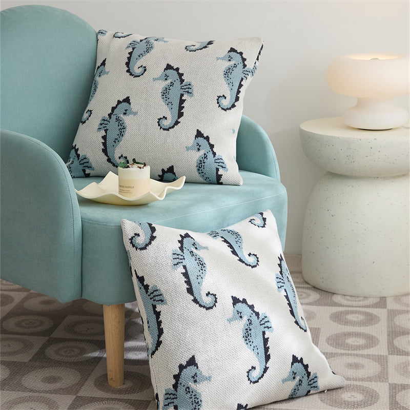 Seahorse Knitted Cushion Cover - Prozily