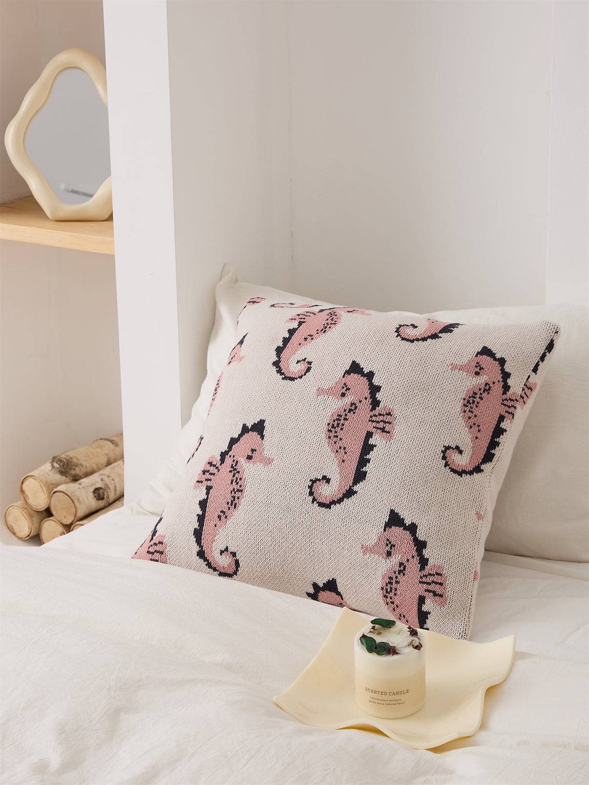 Seahorse Knitted Cushion Cover - Prozily