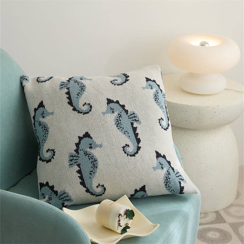 Seahorse Knitted Cushion Cover - Prozily