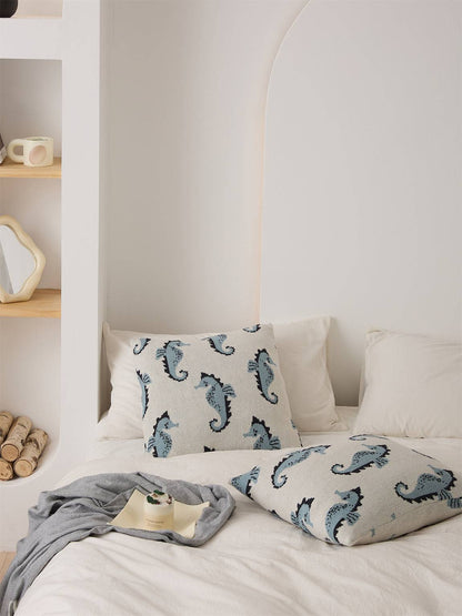 Seahorse Knitted Cushion Cover - Prozily