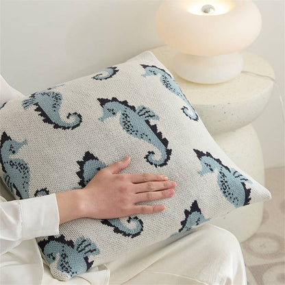 Seahorse Knitted Cushion Cover - Prozily