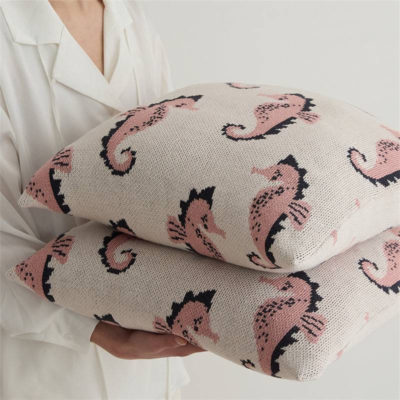 Seahorse Knitted Cushion Cover - Prozily