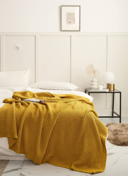 Waffle Knitted Throw Blanket - Prozily