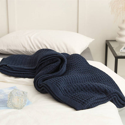 Waffle Knitted Throw Blanket - Prozily